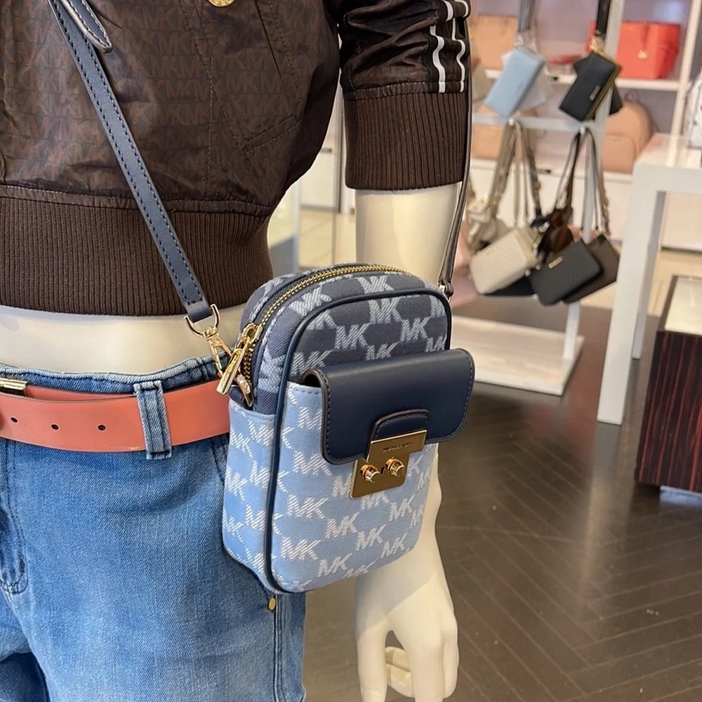 Michael Kors Sloan Editor Small Phone Logo Jacquard Crossbody Butter Multi